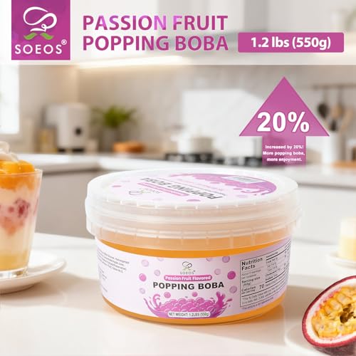 Image of Soeos Passion Fruit Popping Boba Pearls, 550g(1.2 lbs)