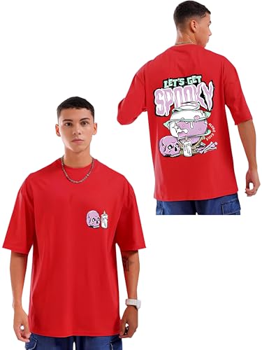 Image of Men's Printed Round Neck Oversized Longline Drop Shoulder T-Shirt | Loose Fit Drop Shoulder | Soft Breathable Summer T-Shirt Trendy Everyday Wear | Back Printed T-Shirt