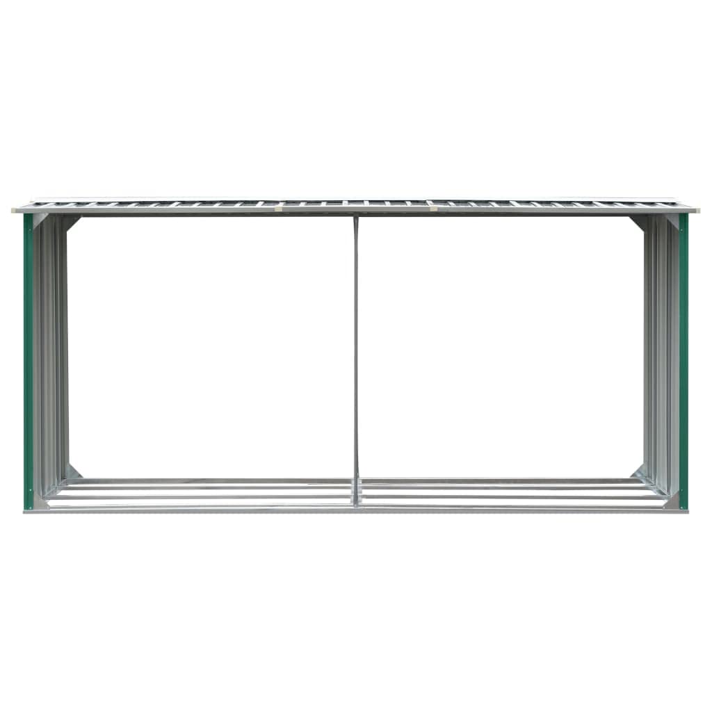 Homgoday Casetilla para leña Acero galvanizado Verde 30x92x153 cm Leñera Registro de Leña, Estantería para leña de Chimenea para Interior y Exterior Soporte de Madera