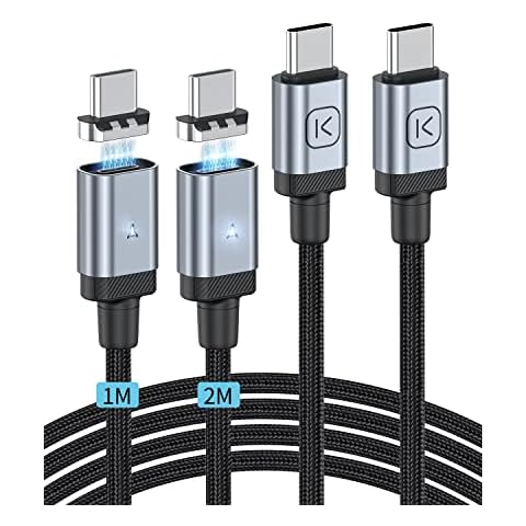 Magnetic Charging Cable [1M + 2M], 3A/60W PD USB C Charging Cable Magnetic USB Cable Data Cable Nylon Compatibility for Samsung Galaxy S20/Note 20 Ultra 5G, Huawei, Google Pixel4 Cover