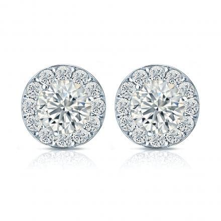 CUSTOMIZE JEWELS 2.50 Ct.tw 4-Prong Martini Halo Round Lab Grown Diamond Stud Earrings In 14k Gold | Lab Created Diamond , (H-I, SI1-SI2), Medium, White Gold Diamond Metal, lab grown diamond,