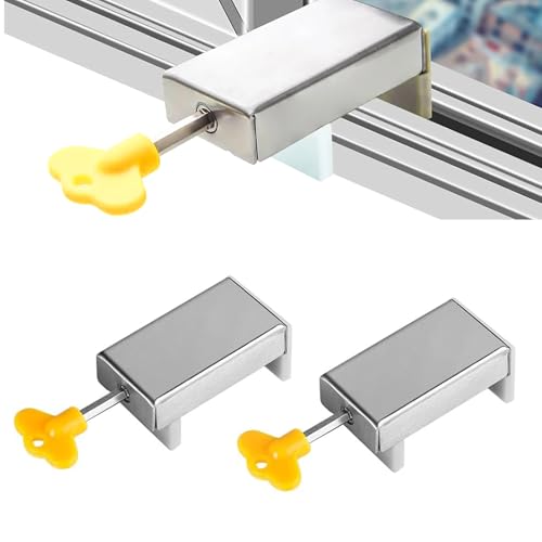 SJACXANM Verrou Baie Vitrée Coulissante, 2PCS Bloque Porte Coulissante Avec Clés, Fenêtre Coulissante Fermeture Serrure, Bloc Baie Vitrée Coulissante,...