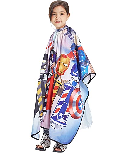 SOKKIA KIDS Haircut Cape Barber Hairdressing CHILDREN TODDLER Boys Girls Cutting Apron Salon Styling Cloth Cover Gown (CARTOON BOYS HERO/40×50\") - Thumbnail 5