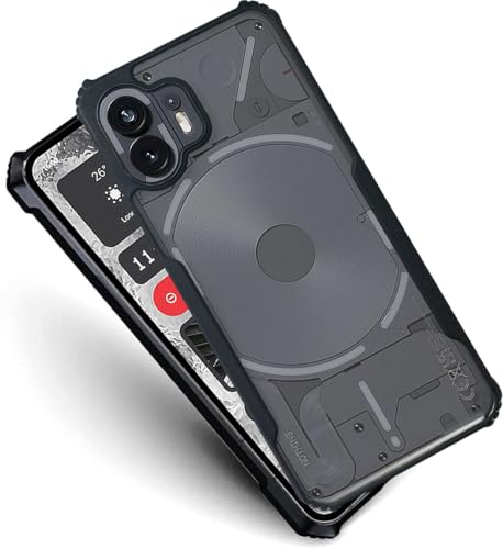 Image of AIBEX Crystal Clear Back Cover Case for Nothing Phone 2 | 360 Degree Protection | Shock Proof Design | Transparent Back Cover Case (PC & TPU, Black Bumper)