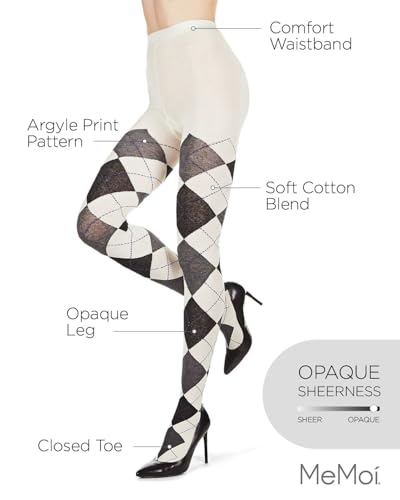 Image of MeMoi Argyle Cotton Sweater Tights for Women, Regular and Plus Size