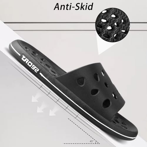 weilonghyw Plus Size Mens Shower Shoes Quick-Drying Bathroom Slippers with Drainage Hole Non-Slip Gym Slides Arch Support Pool Shower Sandals for Dorms4