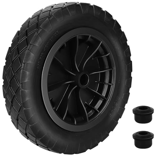 Trintion 14' Wheelbarrow Wheel 3.5-8 PU Puncture Proof Solid Wheel Heavy Duty Replacement Tire for...
