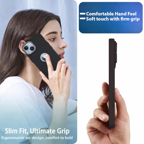 Image of LIRAMARK Rugged Carbon Fibre TPU Armor Silicone Back Cover Case for iPhone 14 / iPhone 13