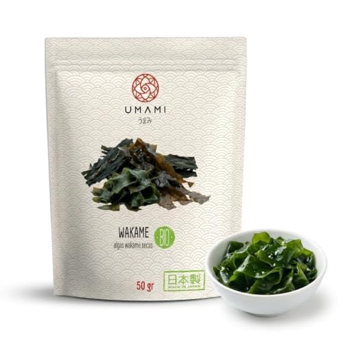 Umami Alga Wakame Ecológica Japonesa Secada al Sol – 50 g – Ideal para Sopa de Miso y Ensaladas – Rica en Minerales y Proteínas – Origen Japón – Vegano
