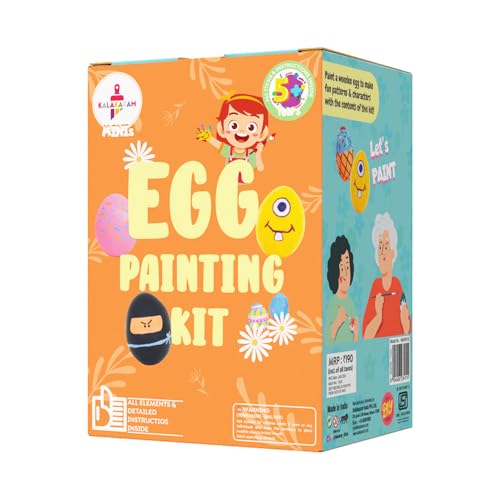 Image of Kalakaram Mini DIY Egg Painting Craft Kit for Kids | Paint Your Own Egg Art & Craft Activity Set | Creative Painting Kit with Colors & Brush | DIY on the Go | Birthday Return Gift, Party Favor | Fun Learning Activity for Boys & Girls Age 4, 5, 6, 7 Years