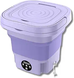 Mini Máquina de Lavar Roupa Portátil Dobrável 11 Litros Centrifuga Lavagem Semiautomática Roupas Sensíveis e Intimas 3 Modos Para Viagem Cor Roxo e Verde Bivolt