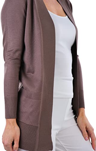 Image of ToBeInStyle Women's Long Sleeve Rib Banded Open Sweater Cardigan