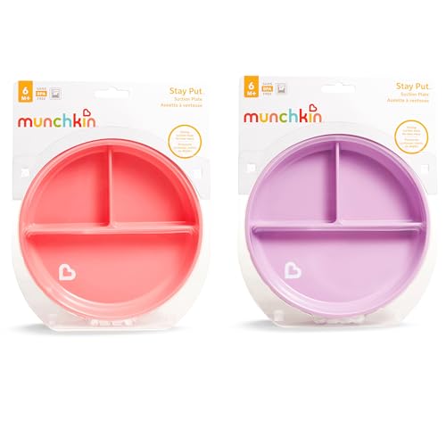 Munchkin Stay Put Suction Plates — 2-Pack Divided Sections, Pink/Purple — view 7
