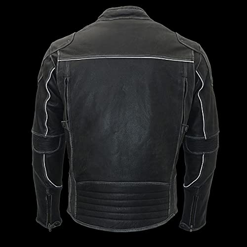 Image of Milwaukee Leather Men's Black Cowhide Quilted Pattern Scooter Style Racing Jacket MLM1545