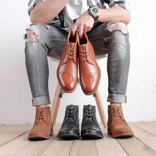 Image of Arkbird Chukka Boots for men, Grainy Leather Lace-up Ankle Boot Fashion and Comfort Casual Oxfords