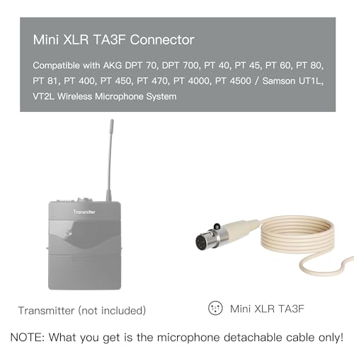 J K Mini XLR TA3F Detachable Cable Compatible with AKG Samson Bodypacks image 4