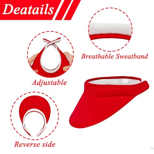 Image of 2 Pack Sun Visor Hats Women Men Clip On Wide Brim Visors Hat Outdoor Sports Golf Beach Travel Tennis Caps