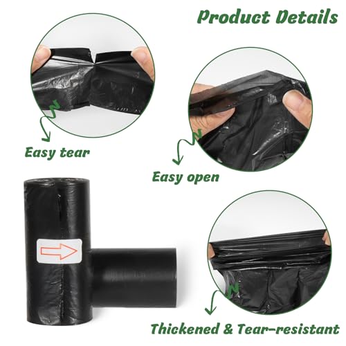 YSWOVUO 800 Stück Hundekotbeutel, 30x22cm Kotbeutel für Hunde, Auslaufsicher und Tragbar Hundetüten, Dog Poop Bags für Drinnen und Draußen, Kackbeutel für Hunde Katze, Schwarz Hunde Kotbeutel Rollen
