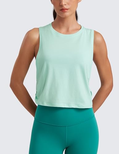 Image of CRZ YOGA Pima Cotton Dropped Armhole Tank | Workout, Naturally Soft, Loose Fit, Crop, Crewneck, Knotted Sides, Sleeveless Tops for Women