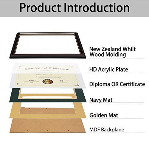 Image of ELSKER&HOME 8.5x11 Diploma Frame with Green Mat,Real Wood Cherry