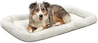 42L-Inch White Fleece Dog Bed or Cat Bew w/ Comfortable Bolster | Ideal