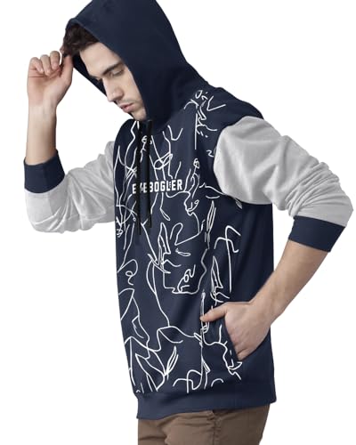 Image of EYEBOGLER Men's Printed Cotton Blend Hooded Neck Full Sleeves Sweatshirt