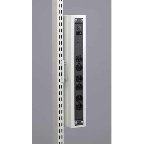 14-9113528 Vertical Power Bar with Clamp, 6 Outlet