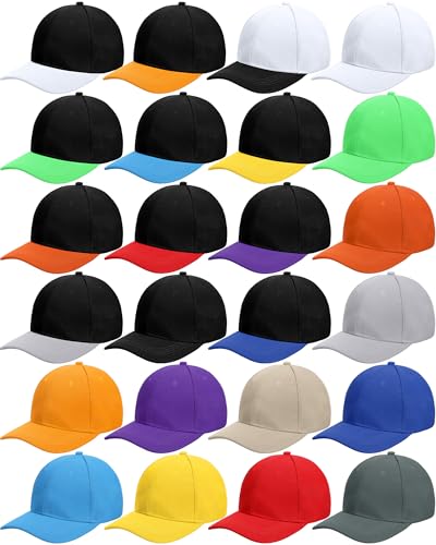 Image of Handepo 24 Pcs Blank Baseball Caps Adjustable Back Strap Unisex Blank Design Caps Plain Unisex Hats for Men Women