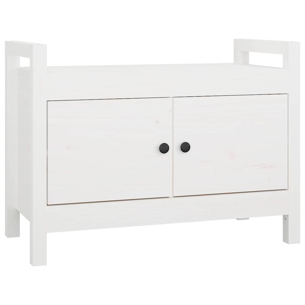 Halbank 80x40x60 cm Madera de pino macizo blanco con espacio de