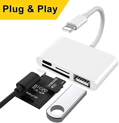 HOPLAZA 4 in 1 SD Card Reader, Trail and Game Camera Card Reader Adapter, USB Camera SD/TF Card Reader with USB OTG Interface (WHITE)