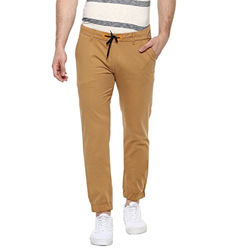 Image of Urbano Fashion Men's Khaki Slim Fit Casual Chino Jogger Pants Stretchable