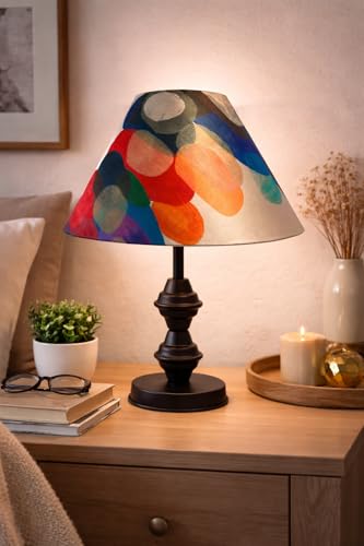 Image of tu casa Modern Table Lamp with Aurora Waves Satin Shade | Metal Iron Base Decorative lamp for Living Room| Decorative Lighting for Living Room, Study & Home Decor, Designer Table Lamp for Gifting