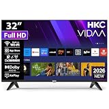 HKC Smart TV 32 Pulgadas, FHD LED Televisor con WiFi, LAN, App Store, Sintonizador Digital, Prime Video, Netflix, Youtube, DAZN, Disney+, Pluto TV y Más