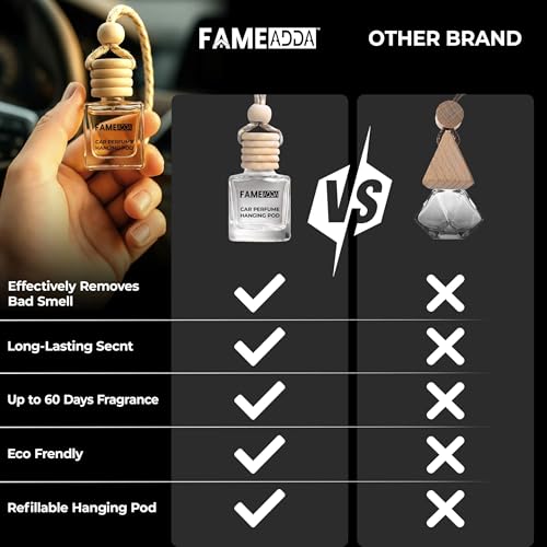 Image of 10 ML Pack of 6 Premium Rose Lavender Jasmine Lemon Sandalwood & Vanilla Car Perfume Luxury Air Freshener /Natural Fragrance Oils in Glass Bottle with Wooden Diffuser Lid /Last Upto 60 Days