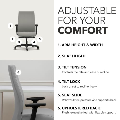 Image of HON Ignition 2.0 Ergonomic Office Chair, Lumbar Support, Desk Chair, Fog