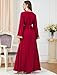 Abaya Dress for Women Long Sleeve Ethnic Moroccan Modest Muslim Dresses Islamic Eid Ramadan Prayer Clothes Middle East Turkish Dubai Attire Arabian Wedding Jalabiya Red S