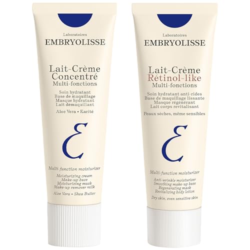 Embryolisse Lait-Crème Concentré & Lait-Crème Retinol-Like Bundle, Multifunction Moisturizer & Anti-Aging Face Cream Duo, 2.54 Fl Oz Ea
