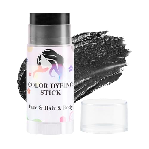 HULYHDP Black Temporary Hair Color Stick Waterproof Sweatproof Non-Sticky Washable Hair Dye Face & Body Paint for Festivals Raves Cosplay Parties & Daily Makeup