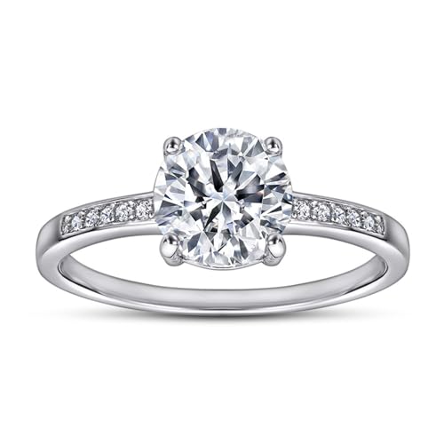 LOVECORE 925 Sterling Silver Engagement Rings for Women White Gold Plated Promise Eternity Wedding Bands Cubic Zirconia Jewelry Surprise for Women Wife
