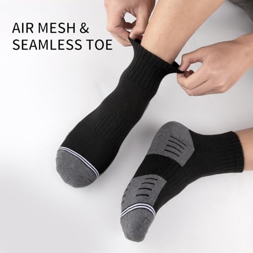 COOVAN Mens Athletic Ankle Socks Thick Cushioned Quarter Sock Sport Running Half Crew Sock 8 Pairs2