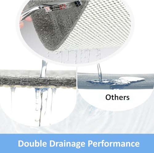Square Shower Mat Set 2 Piece, Super Non Slip Shower Mats for Inside Shower, Soft PVC Loofah Bath Mat Without Suction Cups for Tub, Quick-Dry, Easy Clean Bathroom Accessories, (24"x16"+24"x24",Grey) — view 5