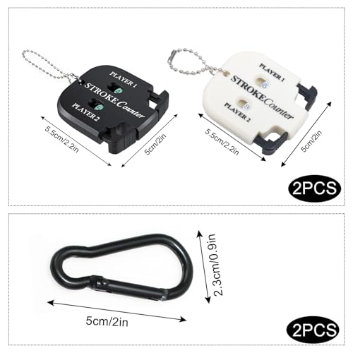 2 Stück Golf Ergebnis Zähler, Golf Scorer Zähler mit 2 Karabiner golf Ergebnis Indikator Handzähler zähler Spieler Schlagzähler mit Schlüsselkette für 2 Players Score Counters (Schwarz und Weiß)