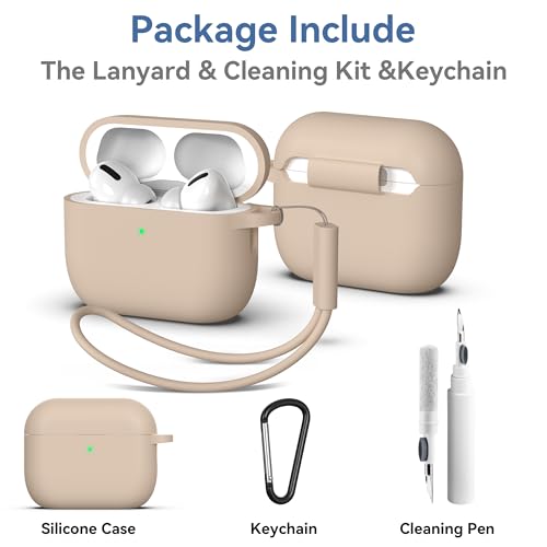 Image of Meliya for AirPods Pro 3 Case 2025 with Cleaner Kit, Soft Silicone Protective Case for Apple AirPods Pro 3rd Generation with Keychain & Lanyard for Women Men (Milk Tea, Airpods Pro 3 2025)