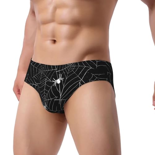Men'S Triangle Briefs Halloween Black White Spiderwebs Soft Comfortable Underwear Panties Briefs Underwear For Men,