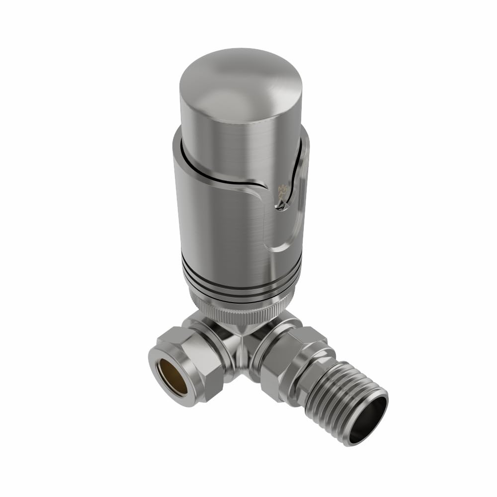 Warmehaus Corner Thermostatic Radiator Valve Corner TRV Satin Nickel