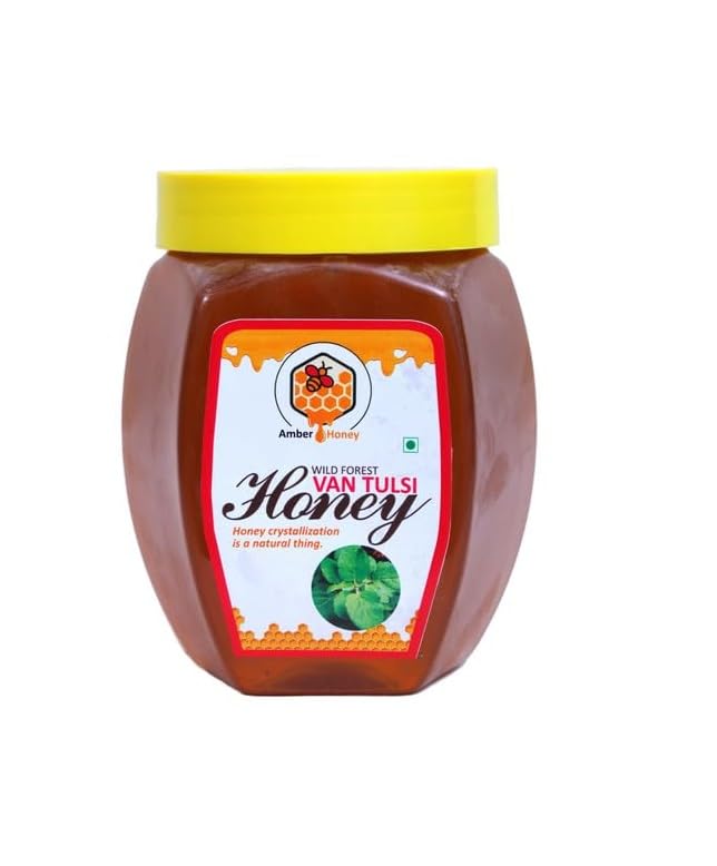 AmberHoneyAmberHoney 100% Pure | Honey with No Sugar Adulteration | For Fitness & Health | Natural Immunity Booster | 100% Indigenous | Rich in Antioxidants & Minerals (Van Tulsi, 250gm, Pack of 1)
