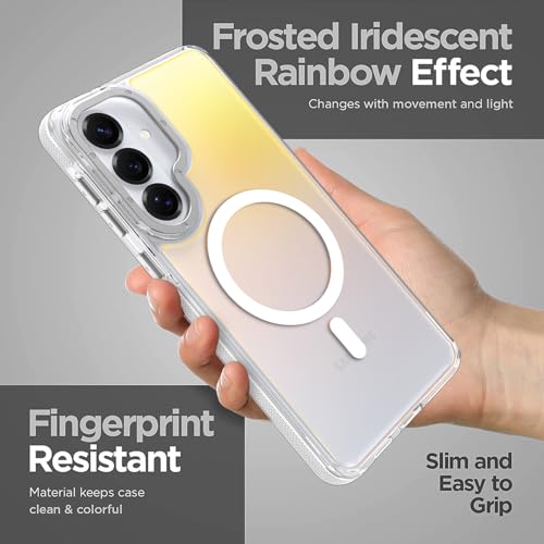 Image of Magnetic Case for Samsung Galaxy S26 Plus [Compatible with Magsafe] [Cute Fashion Fluorescent Design] [1 Screen Protector] Slim Translucent Matte Case for Galaxy S26 Plus 6.7 inch, White