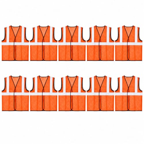 Image of STONIX Safety JacketFor Men Women With High Visibility Reflective Strips Industrial Construction Work breathable (PACK OF 5,10, ORANGE, GREEN) net Febric Material