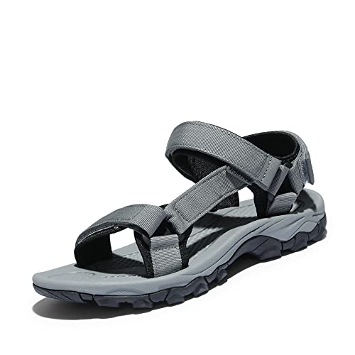 NORTIV 8 Men's Sandals Hiking Sports Lightweight Summer Water Arch Support River Open Toe Athletic Trail Outdoor Walking Sandals Longdo 8 Dark/Grey/Black