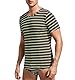 Landofgenie Herren Bodysuit One Piece Streifen Top Kurzarm Jumpsuit Einteiliger Unterwäsche Baumwolle Strampler braun 3XL